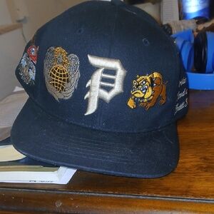 Primitive Black Hat with Gold and White Embroidery